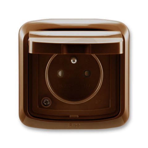 ABB 5518A-2999 H Zásuvka jednonás. s clonkami, víčkem, rámečkem, s drápky, IP44