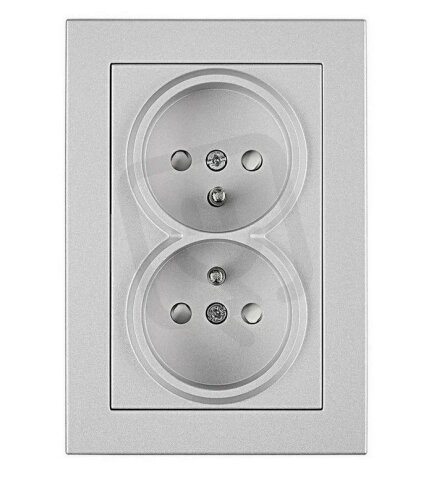 Zásuvka UTE PL bezpečnostní clonka, dvojitá, stříbrná SCHRACK EV121361--