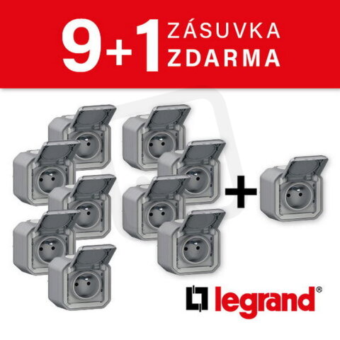 069731LA PLXN55 ZÁSUVKA PO.ŠEDÁ AKCE 9+1