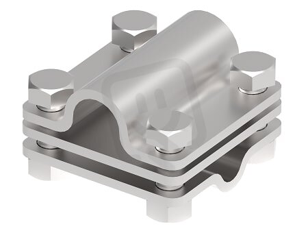 Křížová svorka L55 na drát, pásku a tyč d16mm, 8/10mm, páska 30mm, V2A 111213
