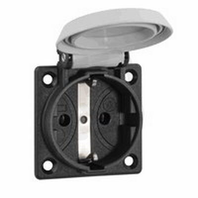 Zásuvka vestavná 250V šedá Schuko, přívod zezadu, IP54 ABL 1661060