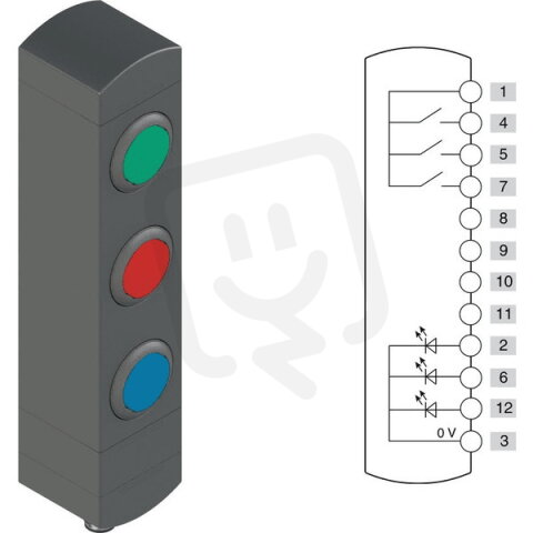 Ovládací jednotka BN 3 prvky (konfigurace A34) 1NO, Konektor M12,12 pólů, IP65