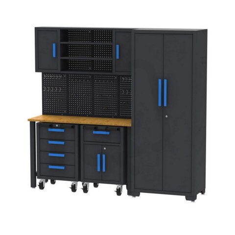 Modulární dílenský set s pracovní deskou, skříní a úložnými boxy 8 dílů XT90511