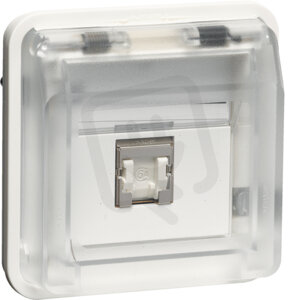 Zásuvka, datová, RJ 45, FTP, Cat.6e, přístroj, IP 55, Berker W.1, bílá, mat