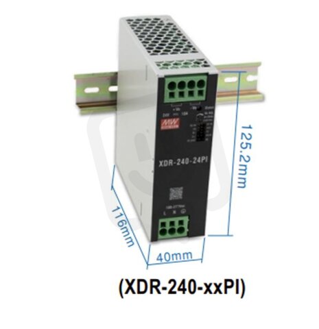 Napájecí zdroj na DIN 240W 36V MEAN WELL XDR-240-36PI