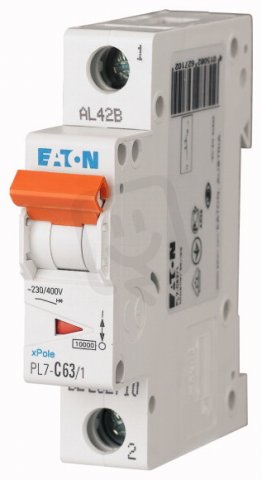 Jistič PL7-C63/1, char C, 1-pólový, 10kA, 63A EATON 262710