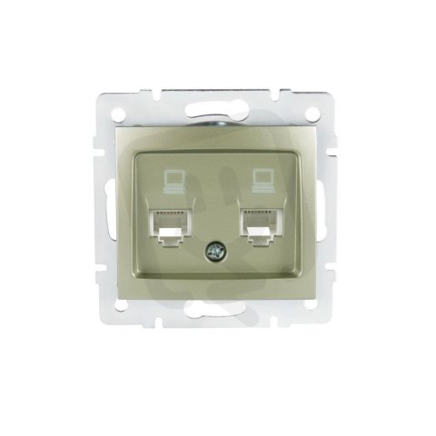 DOMO Dvojitá datová zásuvka  nezávislá (2xRJ45Cat 5e Jack) šampaňská