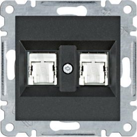 Zásuvka datová 2x RJ cat.5e FTP, černá mat HAGER WL2143