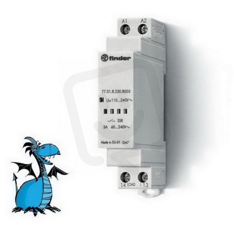 Polovodičové relé, 1Z/5A, 230V AC, sp_nula FINDER 77.01.8.230.8050