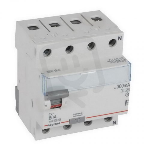 TX3 PROUDOVÝ CHRÁNIČ, 4 PÓLOVÝ, 80A 300MA, TYP A-S LEGRAND 411806