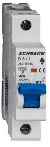 Instalační jistič AMPARO 10kA, D 6A, 1P SCHRACK AM019106--