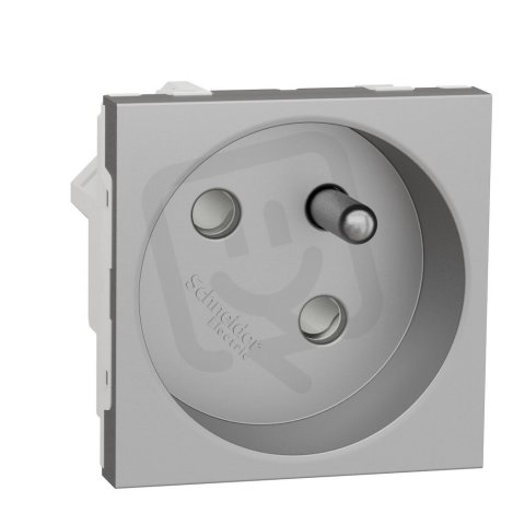 Zásuvka NOVÁ UNICA 45o 250V/16A 2P+E, clonky, bezšroubová, Aluminium