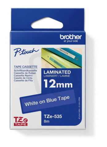 Páska BROTHER TZe-535, modrá/bílá (12mm, laminované)