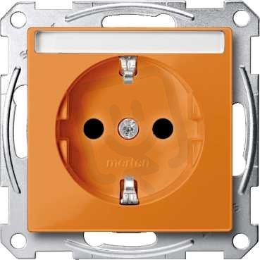Merten Zásuvka 250V/16A SCHUKO popisové pole System M oranžová MTN2302-0302