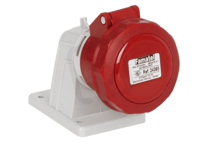 Vestavná zásuvka IP67/400V/16A/4P 6h, úhel 90° - SpeedPRO FAMATEL 24350