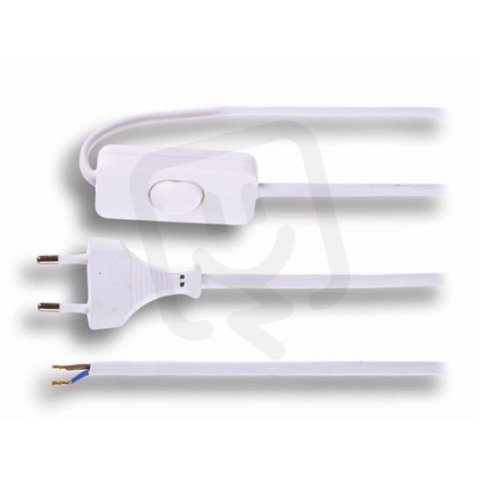 Flexo šňůra, 3m, 2 x 0,75mm2, bílá, vypínač SOLIGHT PF13