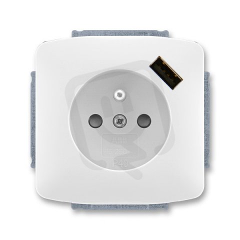 Zásuvka s kolíkem s clonkami  s USB nabíjením 5569A-A02357 B bílá Tango ABB