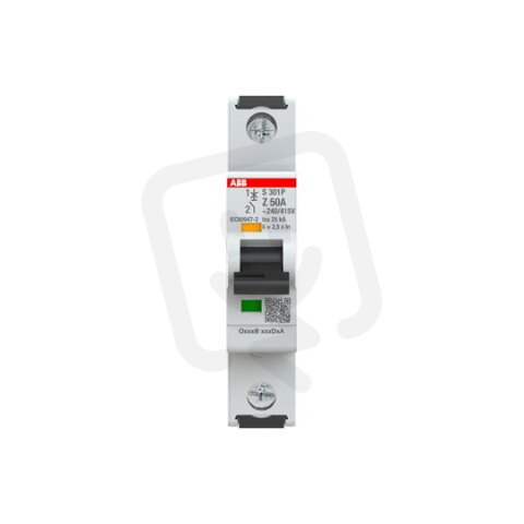 S301P-Z50 1 fázový jistič 50 A char. Z 25kA ABB 2CDS381001R0578