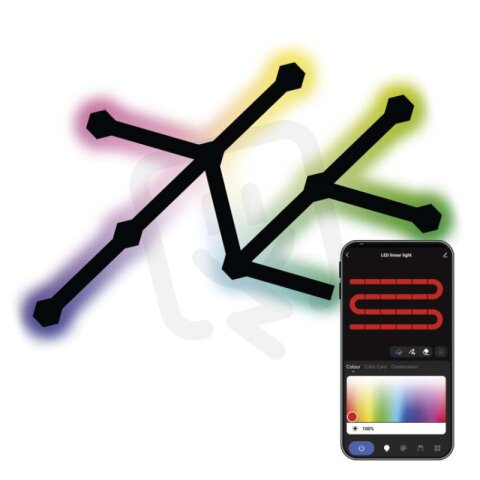 GoSmart LED svítidlo Lines černé 9 dílů 34 W RGBIC stmívatelné WiFi EMOS ZIW269R