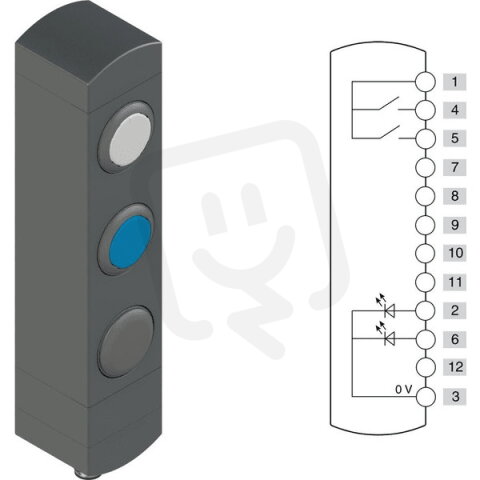 Ovládací jednotka BN 3 prvky (konfigurace B08) Konektor M12,12 pólů, IP65