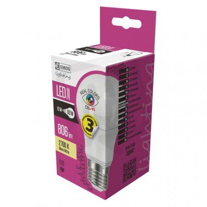 LED žárovka Classic A60 10W(60W) 806lm E27 WW Ra>95 ZQ5147 Emos teplá bílá