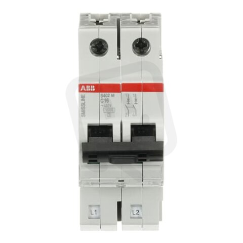 S402M-C16 Jistič 2 pólový char.C 16A Icn 10kA ABB 2CCS572001R0164