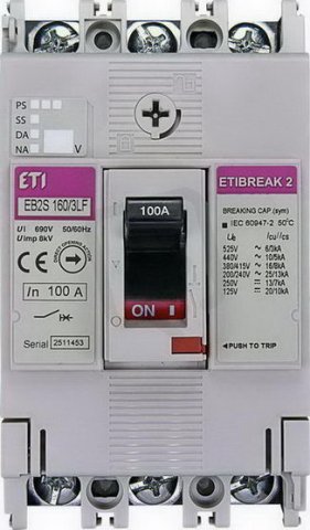 Kompaktní jistič EB2S 160/3LF 100A 3p ETI 004671809