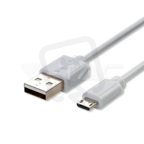 1M Micro USB cable 1.0A PVC, Silver series, white color, VT-5301 V-TAC SKU8480