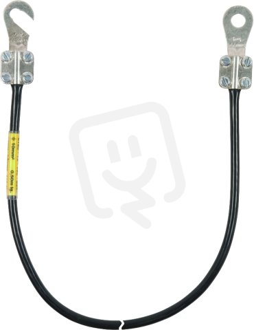 Uzemňovací vodič 10mm2/L 1,5m černý s kabelovými oky (D)M10 a (B)M8/10