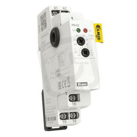 Hlídací proudové relé, rozsah 0,5-25A AC PRI-52 ELKO EP 8595188136556