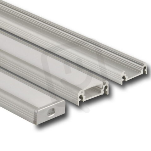 Přisazený hliníkový profil PU, 20x8 mm, mléčný difuz., 1 m MCLED ML-761.018.02.1