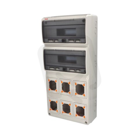 Famatel 3978 Skříň 3978 ACQUA Combi IP65, 6 otvorů, 32 modulů, 685x330x150mm