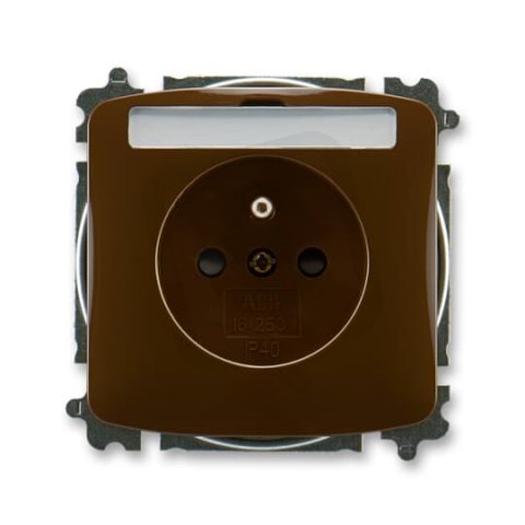 ABB TANGO Zásuvka s ochr. kolíkem s clonkami s popis. polem hnědá 5519A-A02352 H
