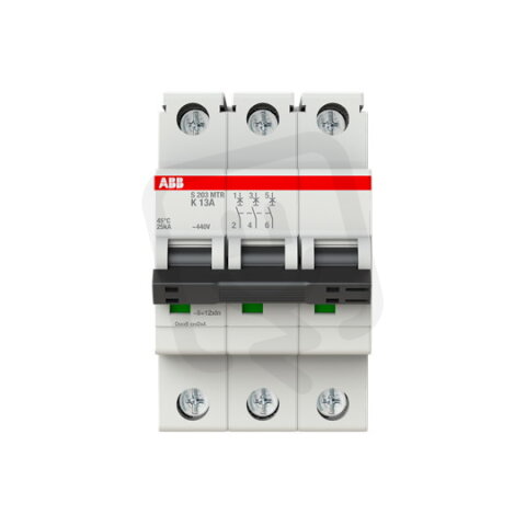 ABB S203MTR-K13, třípólový jistič, 13A, K, 10kA, určeno pro drážní aplikace