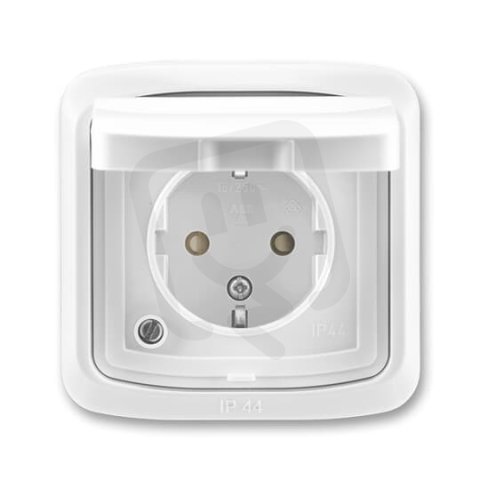 ABB Tango Zásuvka podle DIN s clonkami víčkem IP44 bílá 5518A-3999 B
