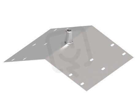Kovový podstavec jímací tyče pro montáž na hřeben, rozměr 270x300mm, Inox 511313