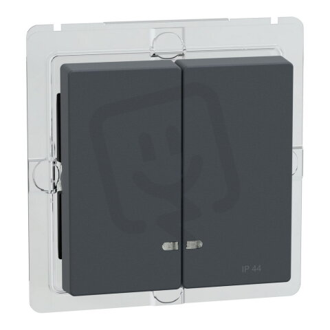 Kryt spínače dvojitý průzory IP44,Antrac SCHNEIDER MEG3424-0414