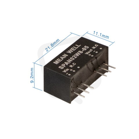 Měnič DC/DC modulový 1W 15V MEAN WELL SPAN02W8-15