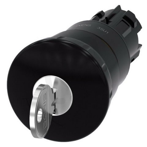 hřibové tlačítko, 22 mm, kulaté, plast, černé, 40 mm, RONIS č. 455, aretace