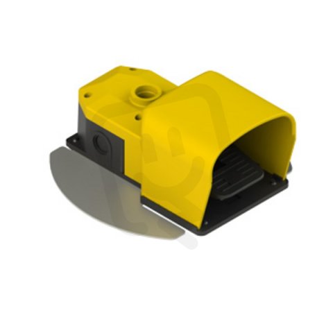 Nožní spínač PX12040, žlutý, IP53 (2NO+2NC), dvoustupň., otvor M25, stab. deska
