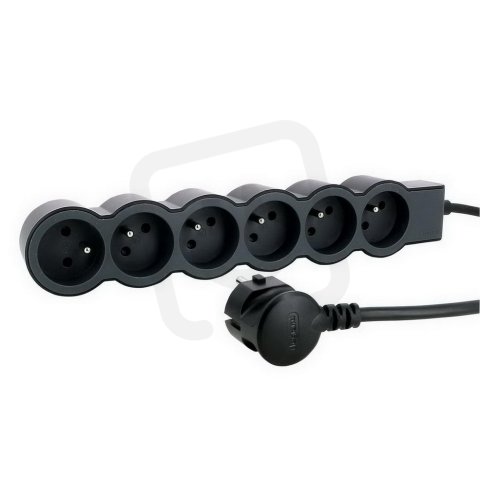 PRODLUŽOVACÍ PŘÍVOD ZÁSUVKA 6X2P+T, KABEL 1,5 M, ČERNÁ/TMAVĚ ŠEDÁ LEGRAND 049487