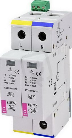 Svodič přepětí  ETITEC C T2 275/20 1+1 RC síť TT ETI 002440402