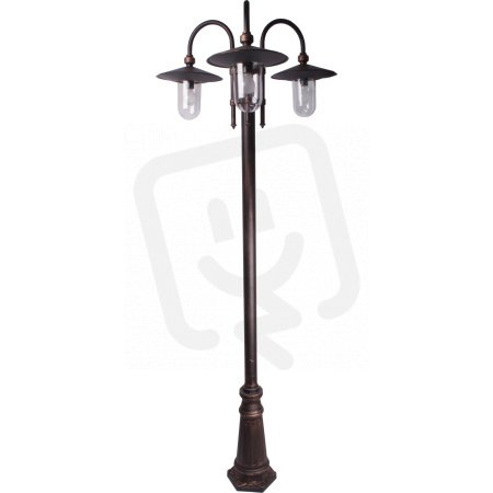 Sloupové svítidlo Adonis sloup velký s ramenem 3 měď-škrábaná 3x60W IP23 E27