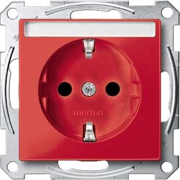 Merten Zásuvka 250V/16A SCHUKO popisové pole System M rubínová MTN2302-0306