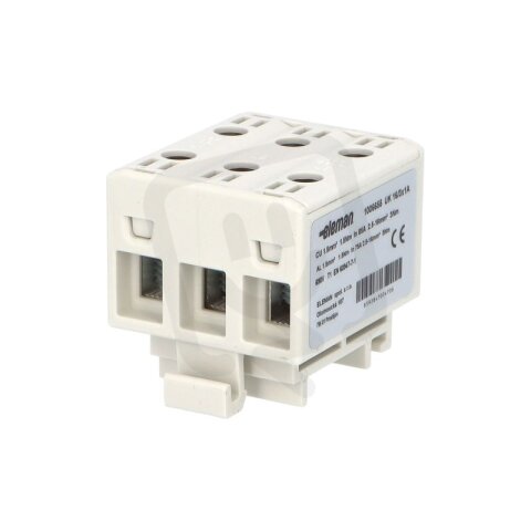 Svorka univerzální UK 16/3x1 A 85A 3pól AL/CU krytá šedá na DIN ELEMAN 1006655