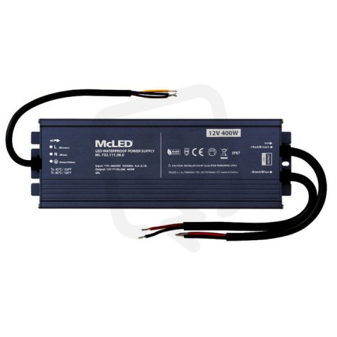 Napájecí zdroj 400W, DC12V/33,33A, IP67, hliníkové provedení