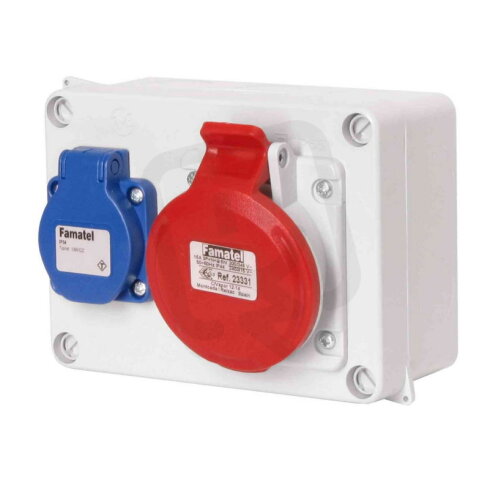 Krabice 3068-4pol. IP44 1x230V 1x400V/32A/4 FAMATEL 3068-4pol