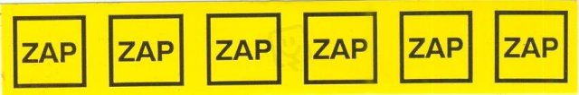 Značení č.46 Zap (v obdélníku,žlutý) 2,5x14,5cm