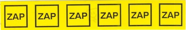 Značení č.46 Zap (v obdélníku,žlutý) 2,5x14,5cm