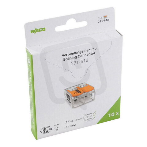 Páčková spojovací svorka 2x 0,5-6 mm2 (CYA) WAGO 221-612/995-010